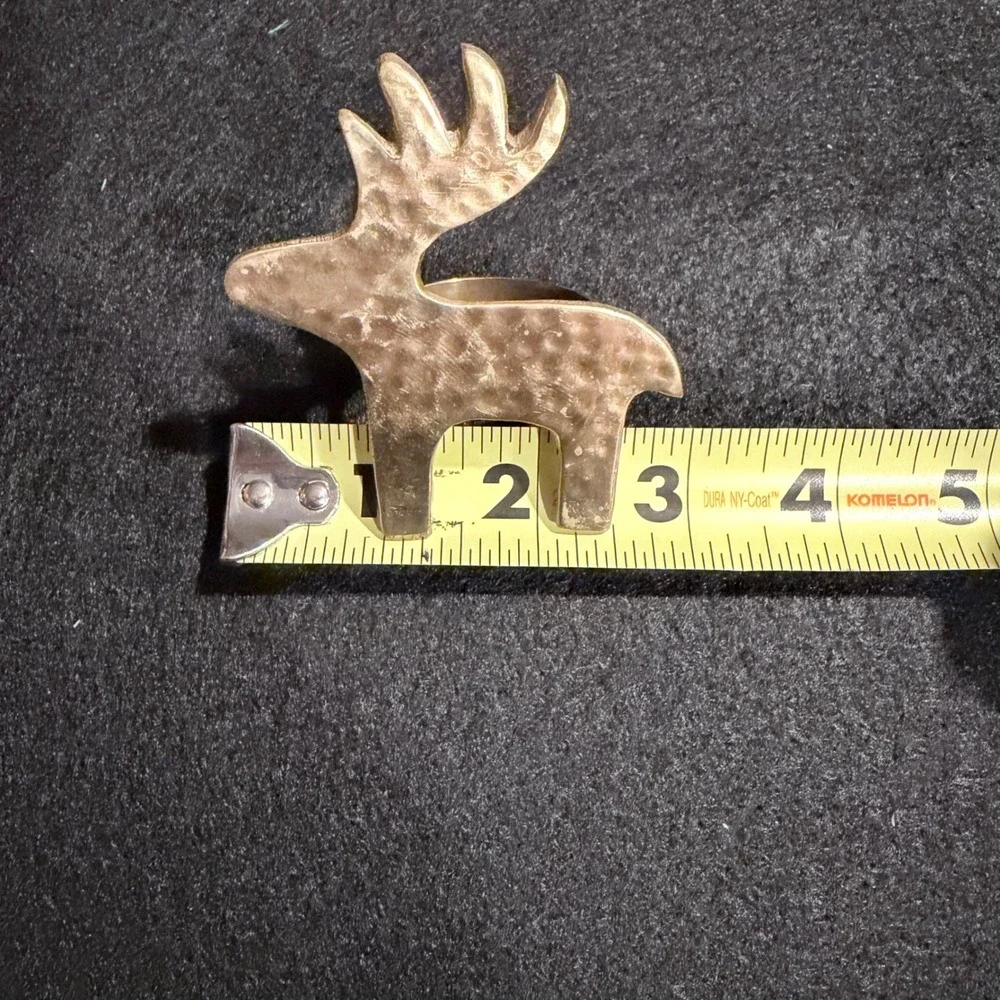 Vintage Hammered Gold Reindeer Napkin Rings‎ Set of 8 Christmas Holiday Decor